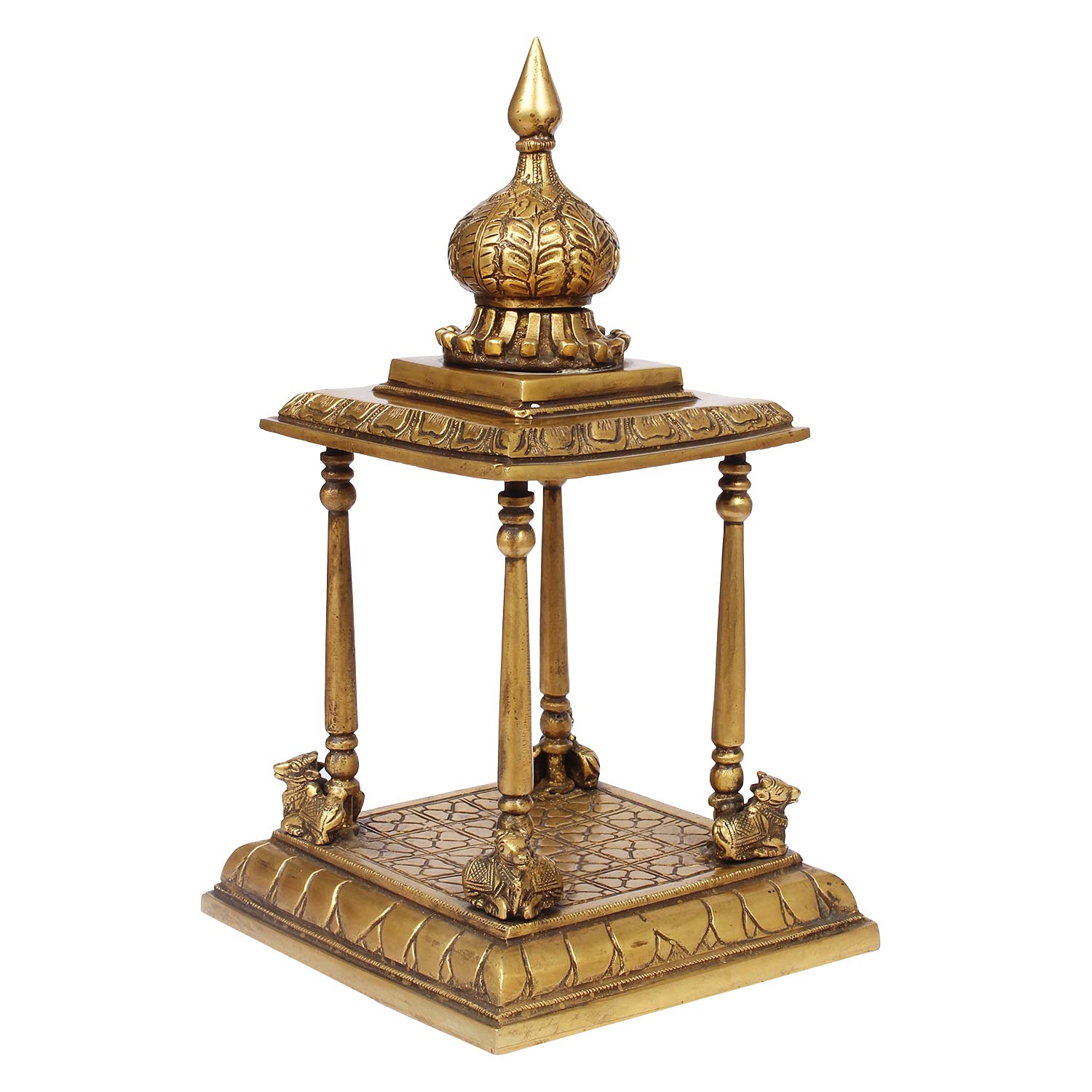 ARTVARKO Handcrafted Full Brass Temple Pooja Mandir for Living Room Pooja Ghar Decoration Religious Home Décor 13 Inch.