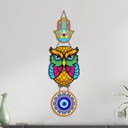 Artvibes Owl Evil Eye Nazar Protection Wall Hanging for Home Entrance | Decorative MDF Vastu Wall Art | Lucky Charm Decor for Bedroom | Living Room | Balcony | Office & Main Door (WH_8522N)