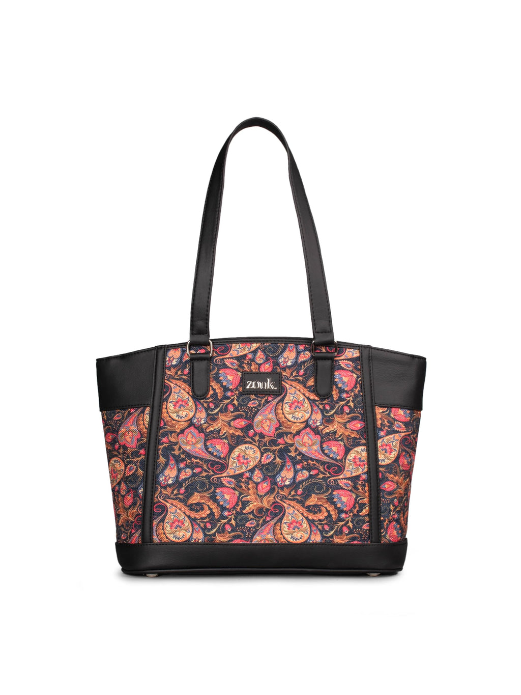 ZOUK Classic Commute Office Bag for Women | Stylish Tote Bag with Laptop Compartment | Handbag for Woman | Purse | Big Size Hand Bags | Stylish Business Bag for Office & Travel |Paisley Print