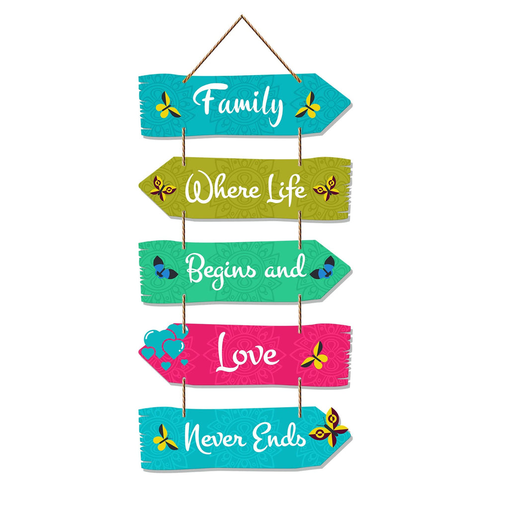 Artvibes Family Quotes Printed Wooden Wall Hanging For Home | Quotes Decor Item | Wall Accents | Gift Items | Wall Illustrations | Modern Artworks Hangings | Mdf Wall Decoration for Office(WH_7306N)