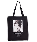 Premsons® The Gossy Shrub Durable Premium Cotton Canvas Tote Bag with Magnetic Button Closure for Shopping, Travel, Beach, Camping, Outdoor Activities (Versatile, Black)