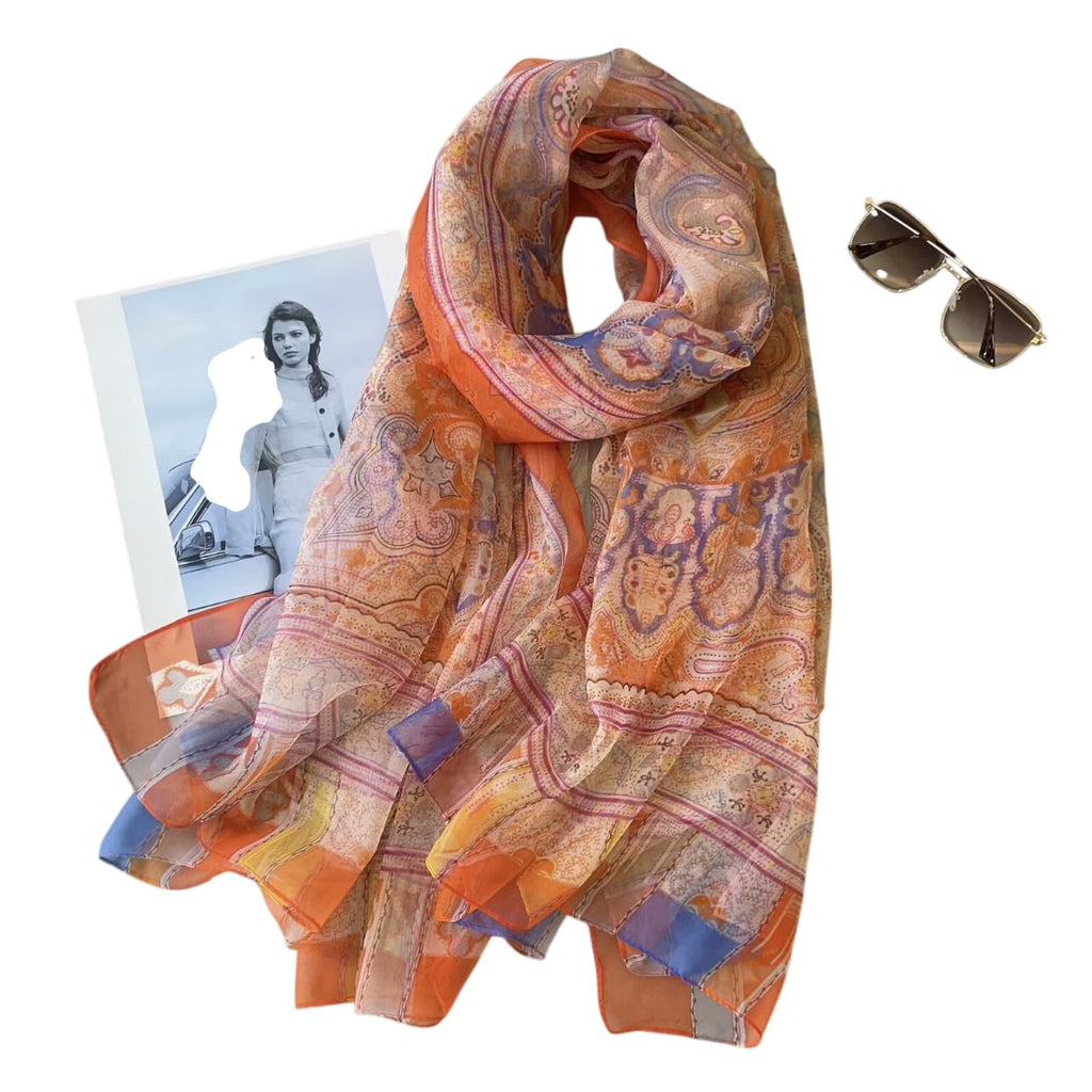 CrossKulture Scarf Stole for Women - 185 x 135 cm Chiffon Scarf with Floral Print | Lightweight Soft Stole for Girls | Satin Feel Neck Wrap | Women Accessory (Colour31)