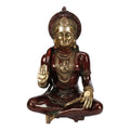 ARTVARKO Brass Hanuman Idol | Bajrang Bali Sitting Blessing Meditation for puja Sculpture Diwali Decor Gifts Height 11 Inches (Red & Gold Finish)
