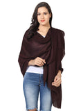 MUFFLY Fine Blended Ultra Soft & Warm Wool Silk Unisex Pashmina Shawl, Stole & Wrap with Hanger (Chocolate Brown)