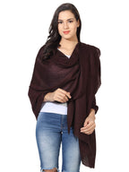 MUFFLY Fine Blended Ultra Soft & Warm Wool Silk Unisex Pashmina Shawl, Stole & Wrap with Hanger (Chocolate Brown)