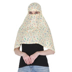 7 season's Female Cotton Scarf Cum Mask Universal Size Usable For Vehicle Driver For Sunlight Uv Protection White Printed Design (Yellow Music-S)