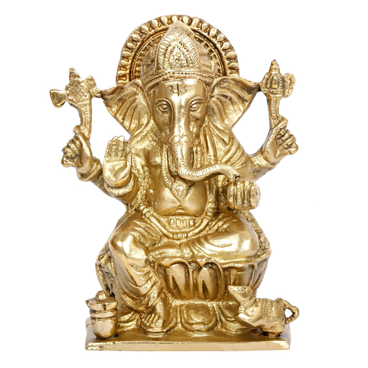 SVARUP Brass Ganesh Bhagwan Idol Ganesha Statue Ganpati Murti for Home Entrance Decor Diwali Gift Height 6.25 Inch