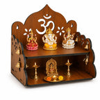 Wooden Wall Hanging Mandir for Home & Office, 2 Step Pooja Temple (Brown)