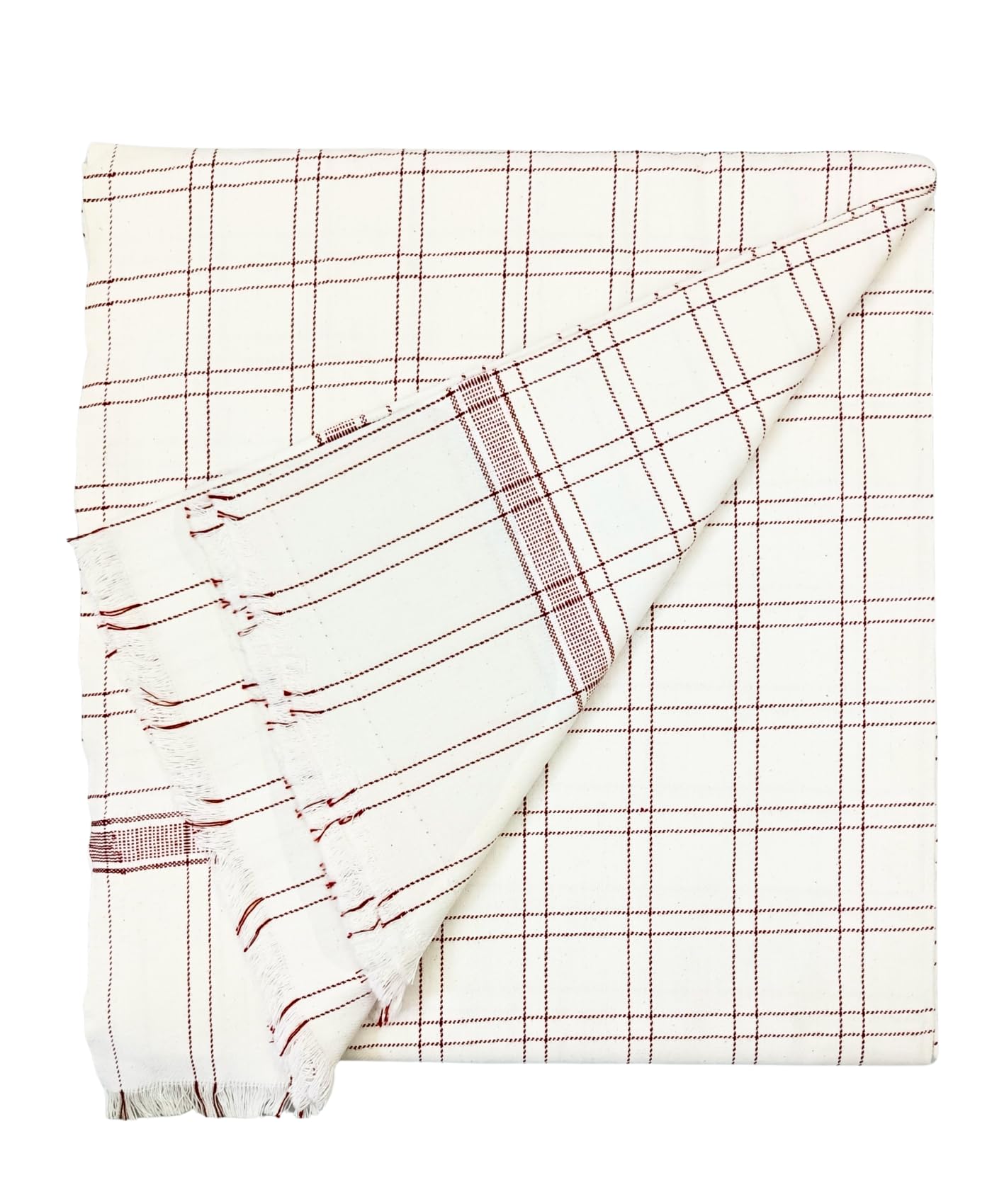 Arvore Bunkaar Plain Pure Handloom Khes - 100% Desi Thick And Heavy Cotton Khes/Summer Blanket/Chadar/Yoga Blanket (Brown White Checks, 100 Tc) Kafalo