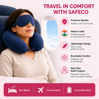 Billebon Gel Infused Memory Foam Neck Pillow, Travel Pillow with Adjustable Velcro Straps, for Travelling & Flight Travel, Ergonomic Support for Comfort
