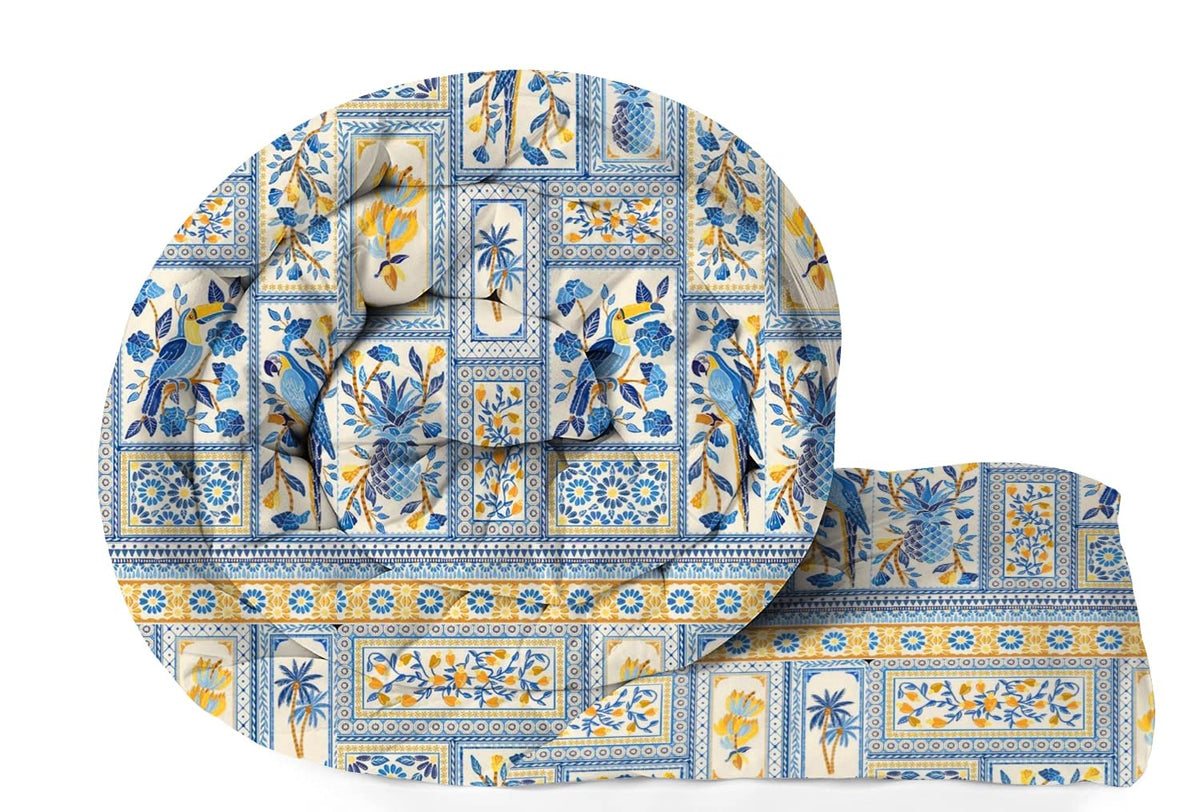 A Brand New - Umi Reversible Double Bed Super Soft AC Comforter/Blanket/Quilt/Rajai 220 GSM Soft Microfiber Diamond Stitch (90 x 100 Inches/228cm x 254cm) - Comforter Double Bed|Blue & Yellow Kafalo