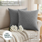 CASA-NEST Jute Cushion Cover 24x24 (Pack of 2) (Light Grey) JUTEREV24