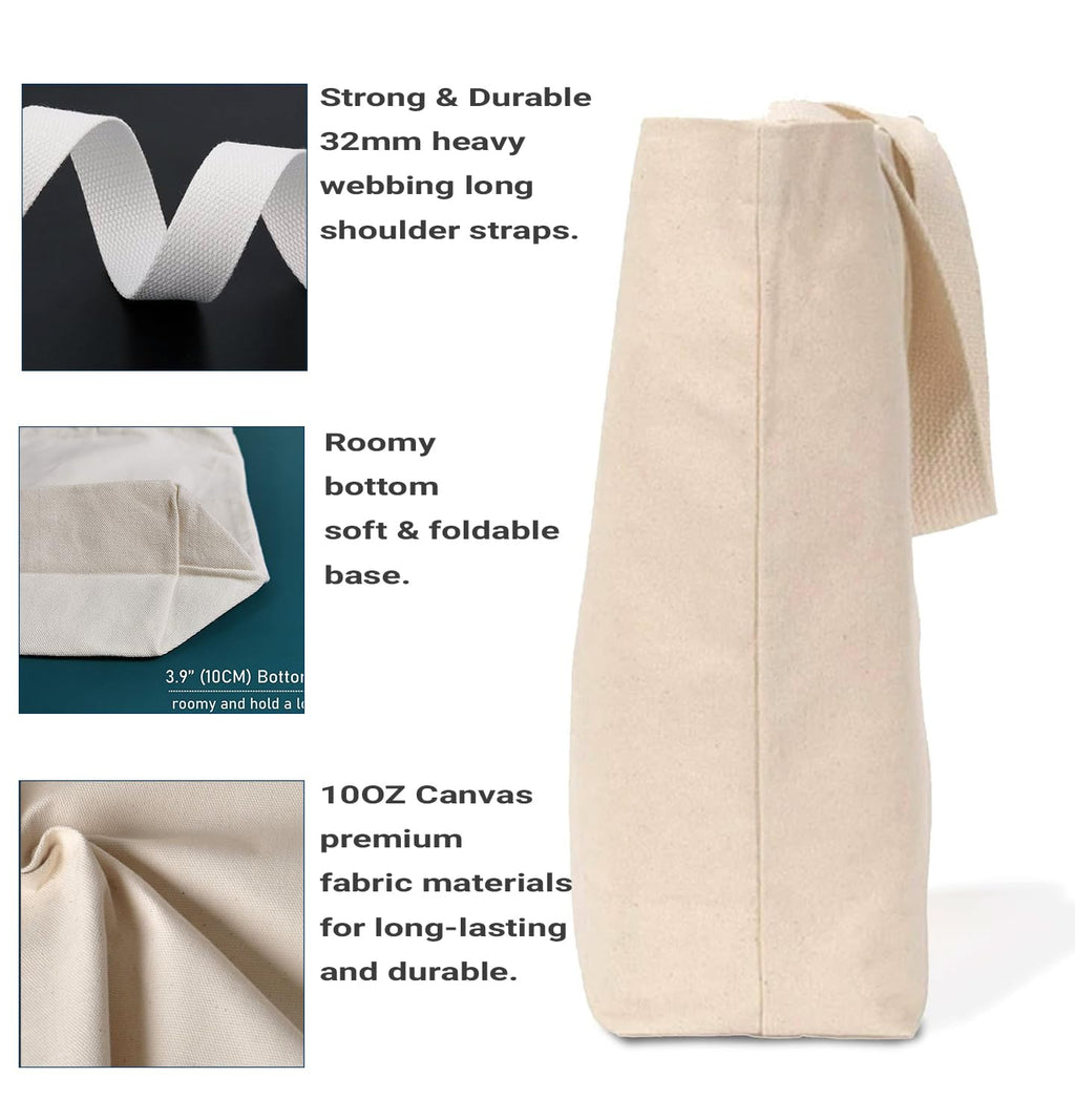 Econest Premium Canvas Tote Bags for Women with zip closer | unique tote bag for Girls, 100% Organic Cotton Tote bag | beach | gift | office, school & Daily Usable strong handbag (Self Love Club)