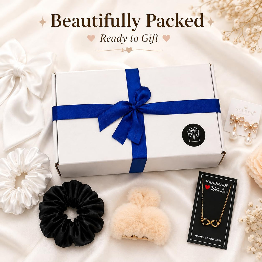 Gift Hamper for Women & Girls | Jewellery & Hair Accessories Set | Beautifully Gift Wrapped | 6-Piece Set with Handmade Products | Birthday Gift, Rakhi Gift for Sister, Return Gifts Under ₹500