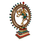 ARTVARKO Brass Big Natraja with Multicolor Gemstone Handwork Height 22 Inches