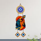 Artvibes Radha Krishna Artistic Evil Eye Wall Hanging for Home Entrance Decor | Nazar Battu Protection Hanging for Living Room Bedroom Temple | Vastu Positive Energy Decorative Gift (WH_8576N)