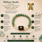 A&S Ventures Mithun Rashi Zodiac Bracelet | Green Aventurine & Milky Quartz Natural Stone Handband | Gemini Horoscope Bracelet Handmade Gemstone Jewelry for Daily Wear