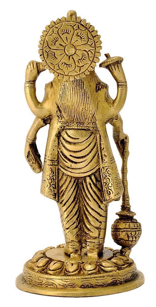 ARTVARKO Brass Lord Vishnu Narayan Holding Club Venkatesh Statue for Home Decor Idol for Puja Gift- Height 7.5
