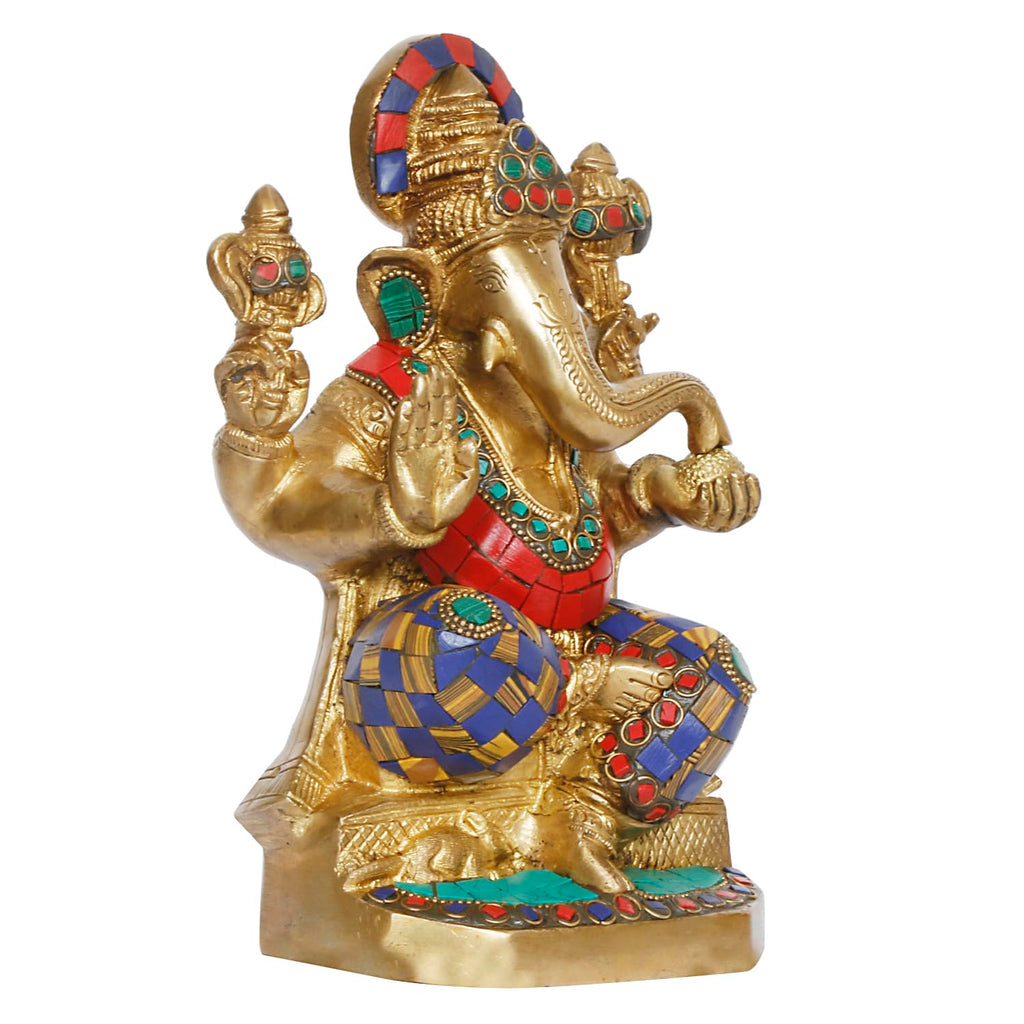 ARTVARKO Lord Ganesha Idol Brass Ganesh Murti Statue Handmade Ganpati Temple Diwali Puja Home Decor Gift 8 Inches