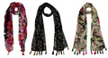 StoleVilla™ Women's Printed Poly Cotton Multicolored Scarf and Stoles with Pearl Tassels Set Of 3 (ST412)