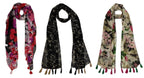 StoleVilla™ Women's Printed Poly Cotton Multicolored Scarf and Stoles with Pearl Tassels Set Of 3 (ST412)