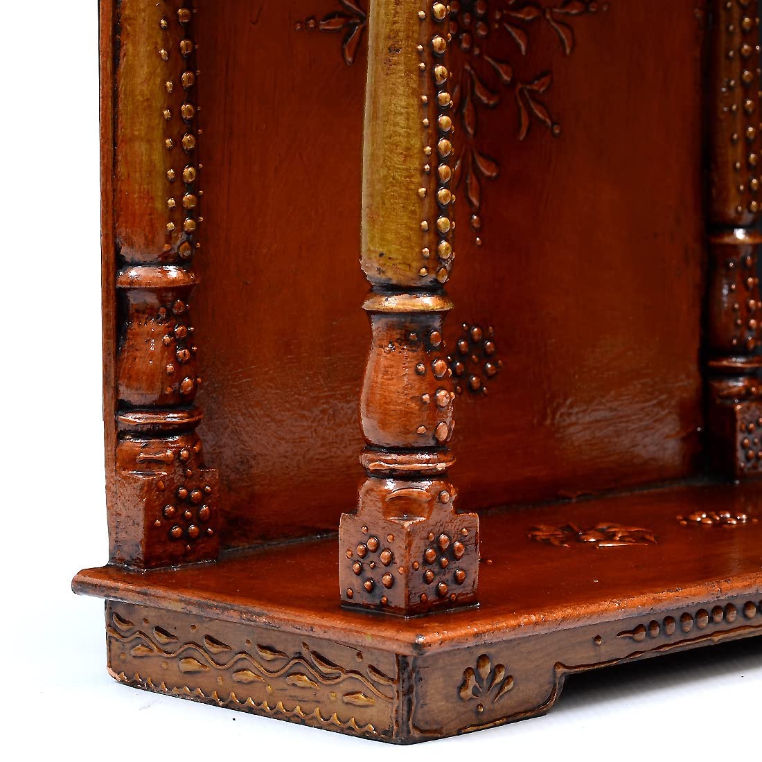 CRAFT TREE Handcrafted Wooden Hanging Mini Hut Temple/Mandir/Pooja Ghar,Color:- Copper (Size: 13 x 6 x 15 inch)