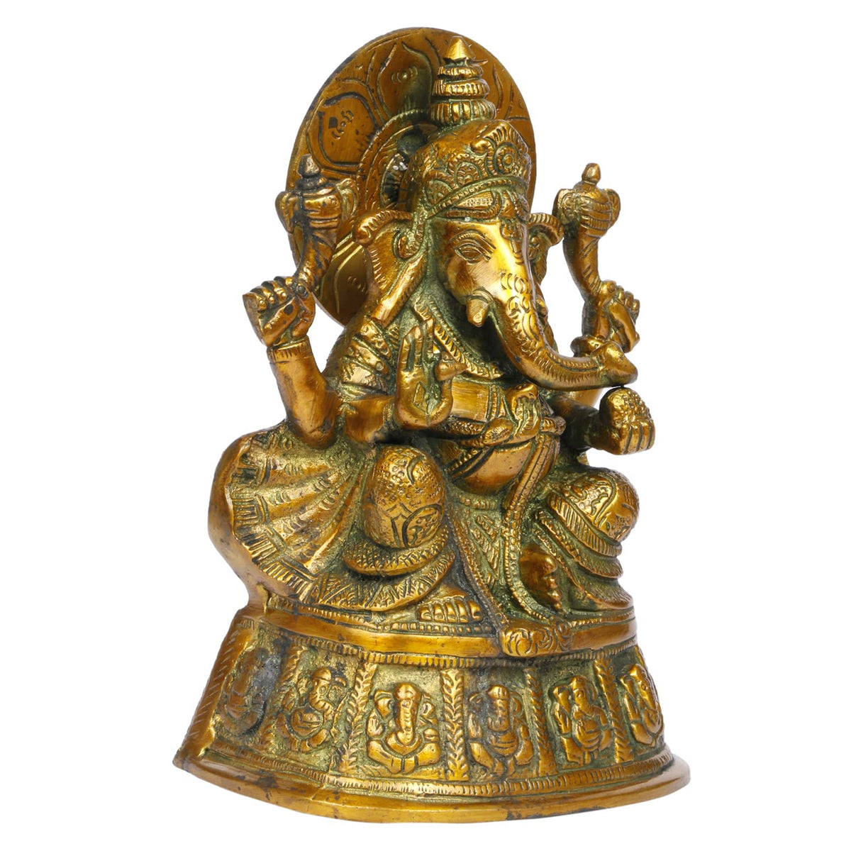 ARTVARKO Brass Ashtavinayak Ganpati Idol Ganesha Ganesh Murti Home Entrance Office Décor Idol Marriage Gift Murti Pooja 8 Inch