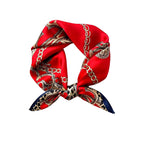 FVALIRD Silk-Like Scarf for Women Stylish - 27.56in Satin Head Scarf, Red Leopard Print Neckerchief, Hair Scarf for Women & Bag Accessory