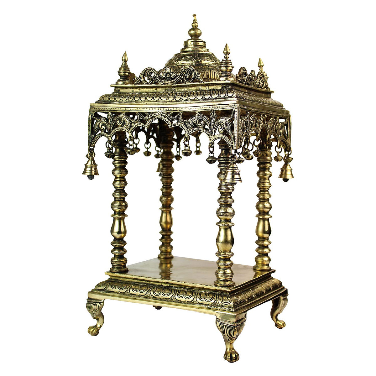 ARTVARKO Handcrafted Full Brass Temple Pooja Mandir for Living Room Pooja Decoration Religious Home Decor 21 Inches
