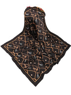 leeza store Women's Silk Scarf For Women, Deep Jet Black, Digital Printed Chain-link Pattern, 40 X 40 Stylish Stole & Headscarf