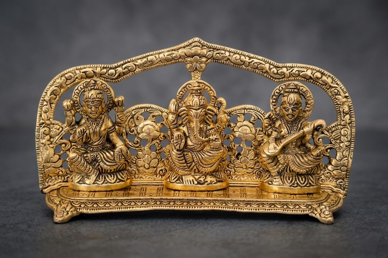 KridayKraft Laxmi Ganesh Saraswati Murti,Laxmi Ganesh Murti,Showpiece Figurines,Laxmi Ganesh Saraswati Statue for Pooja & Religious Idol Gift Article,Corporate Gift..