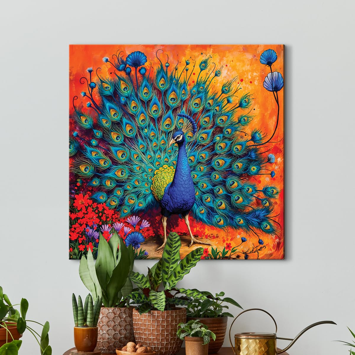 Canvas Dancing Peacock Painting For Wall Vastu ArtX