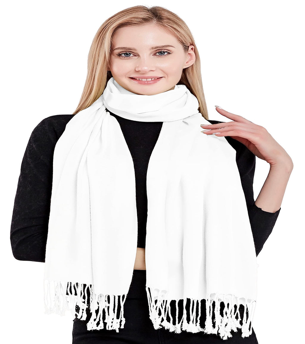 White Solid Color Design Shawl Scarf Wrap Stole Throw Pashmina Pashminas CJ Apparel NEW