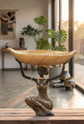 African Lady Decorative Bowl | Black Gold Tribal Tray | Multipurpose Holder for Keys, Candy, Planter | Home Decor