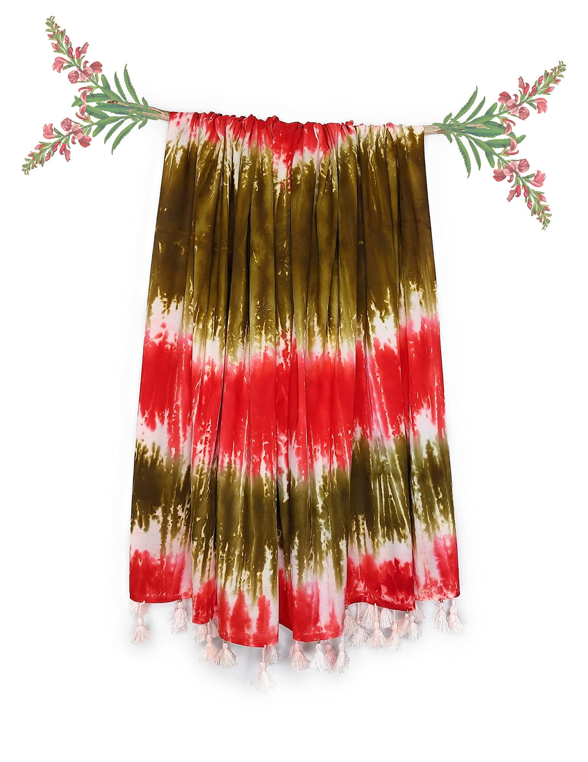 Chandwasia Rayon Scarf for Men & Women | Lightweight Stole, Shawl & Wrap with Batik Design | All-Season Summer & Winter Wear | Soft & Breathable Fabric (28 x 72 inches, Design 3)