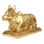 ARTVARKO Shiv Ji Parvati Vehicle Nandi Bull Statue Brass Idol Shiva Devotee Seated Sculpture Showpiece Decorative Home Décor Office Temple (8x3,5x5 Inches 2.5 Kg)