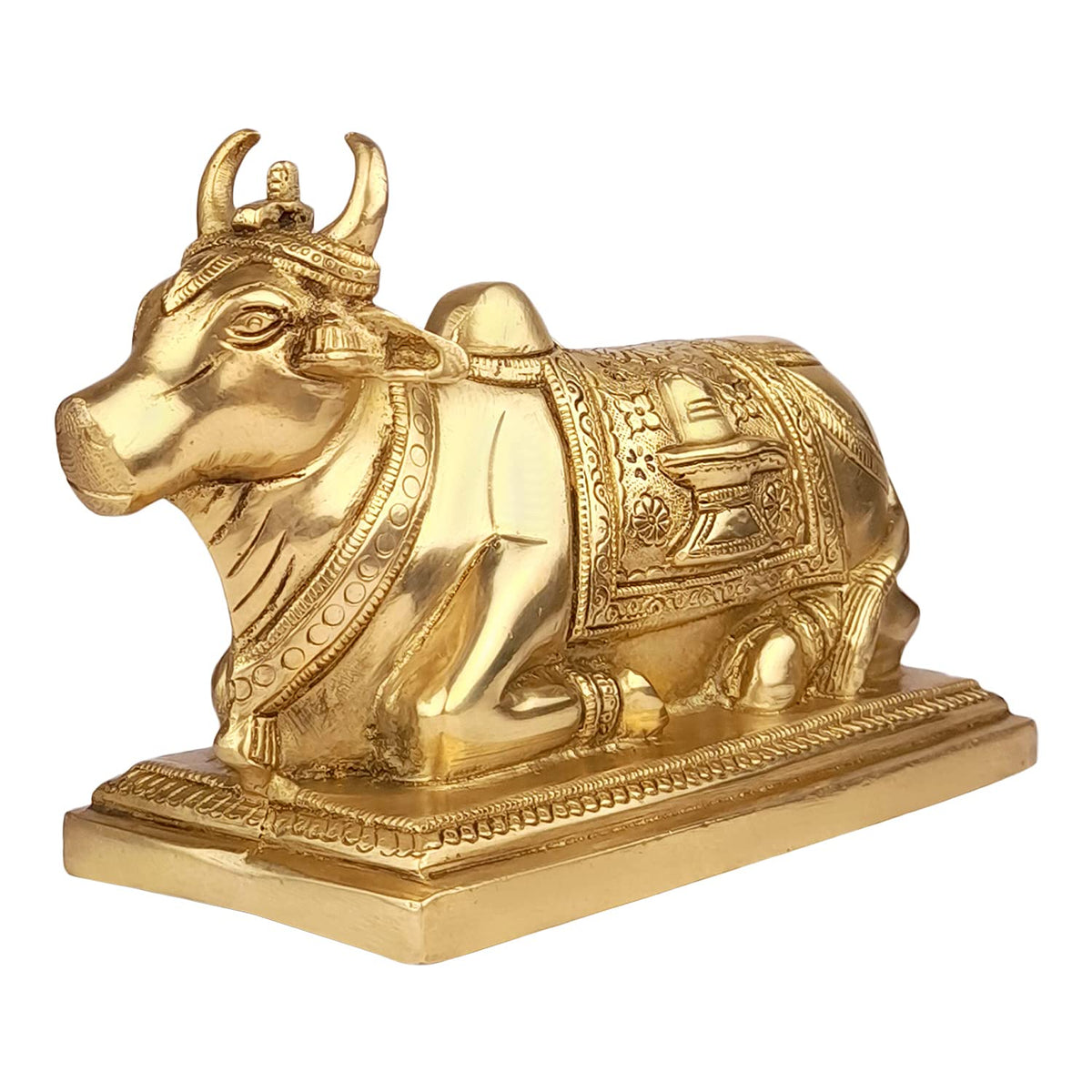 ARTVARKO Shiv Ji Parvati Vehicle Nandi Bull Statue Brass Idol Shiva Devotee Seated Sculpture Showpiece Decorative Home Décor Office Temple (8x3,5x5 Inches 2.5 Kg)