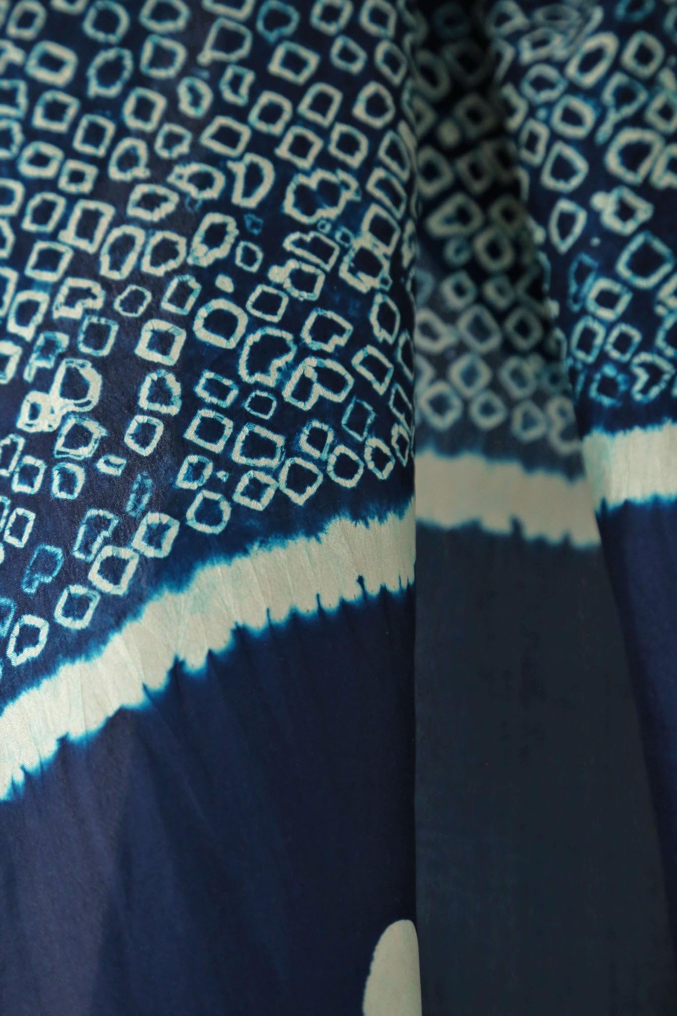 ULOS Women's Batik Hand Block Print Indigo Navy Blue Colored Pure Mul Cotton Scarf/Stole (22x72)