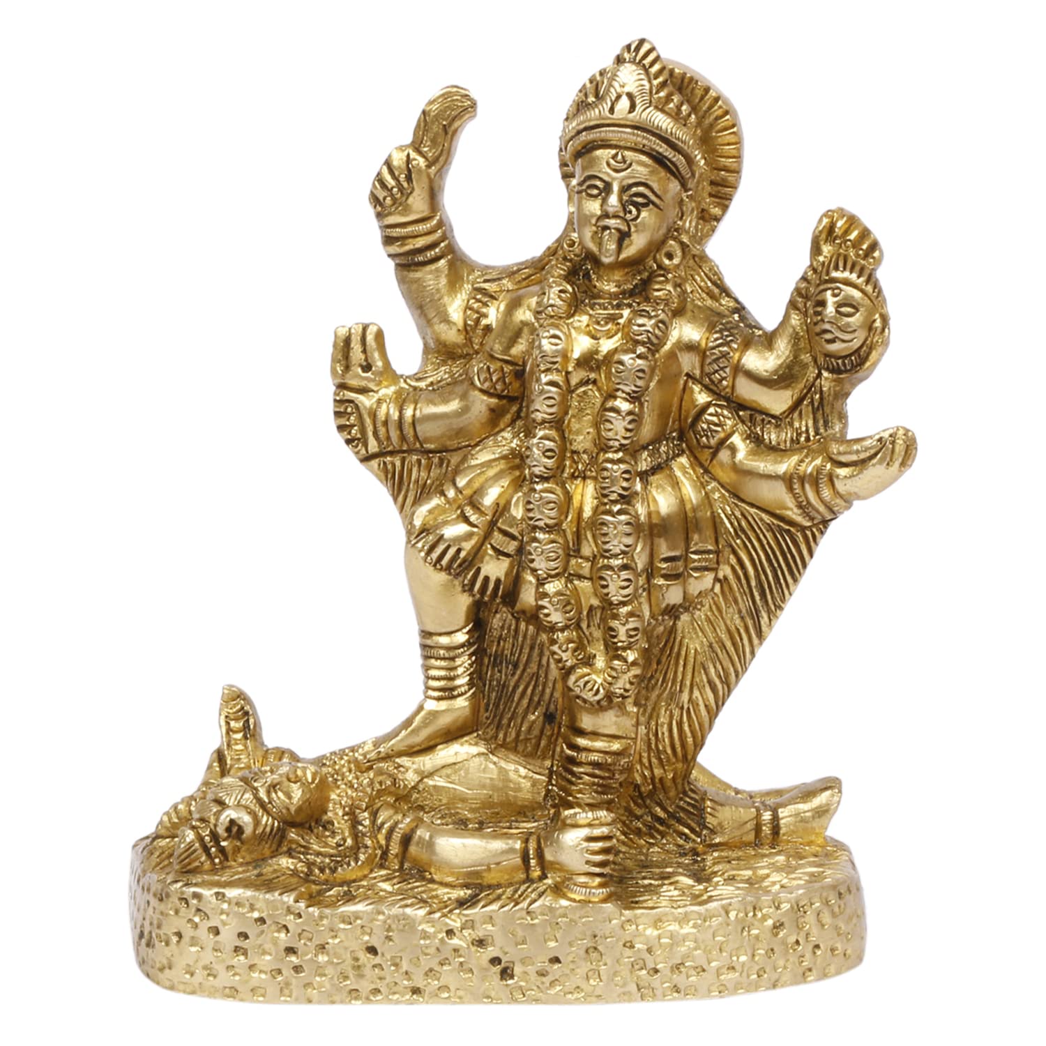 ARTVARKO Maa Kali Statue Brass Mahakali Goddess Kalika Kaali Idol Religious Temple Puja Sculpture Gift (10x4x13 cm)