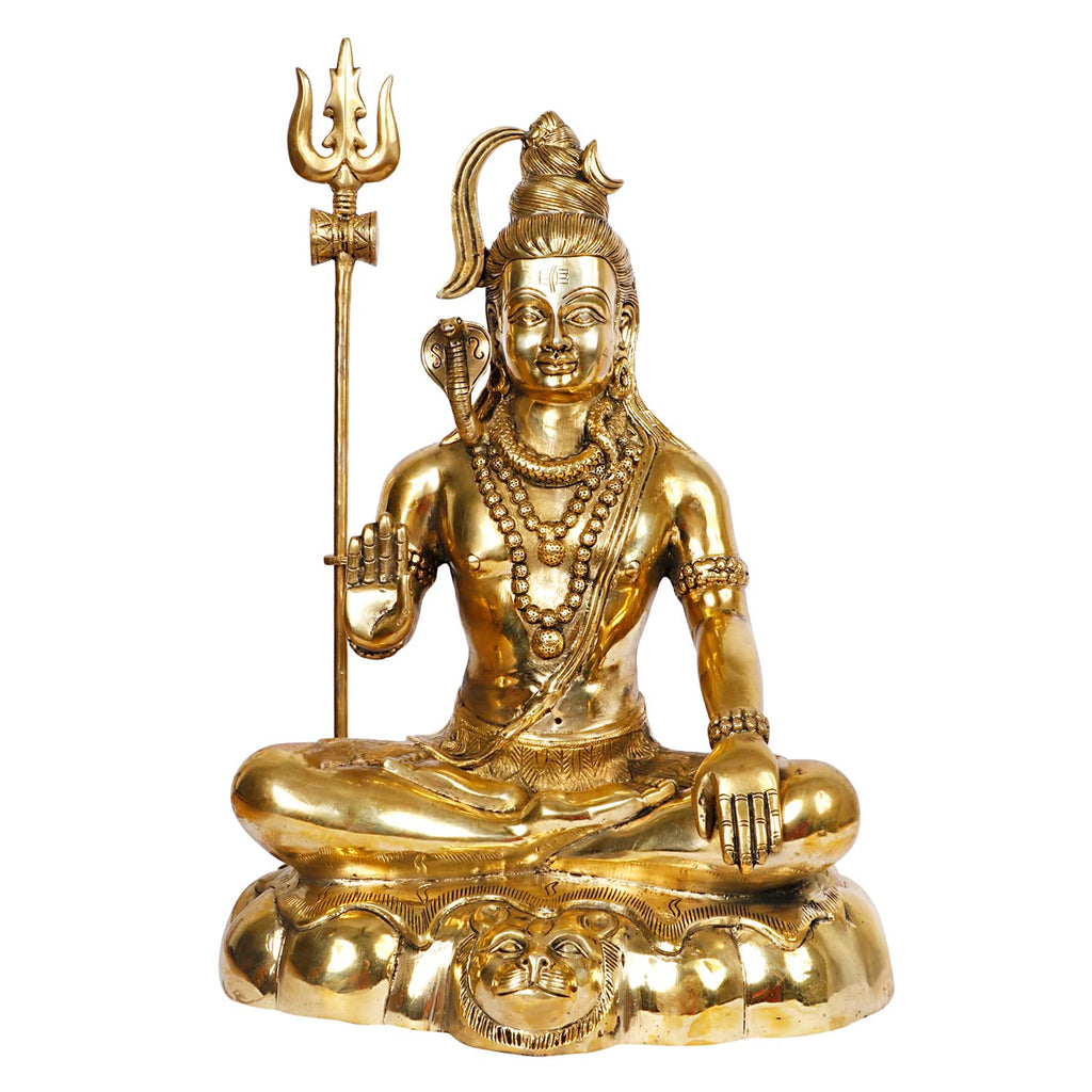 ARTVARKO Brass Lord Shiva Shankar Shiv Statue Bhole Nath Bhagwan Big Murti Office Home Decor Showpiece Statue Size 18 Inches