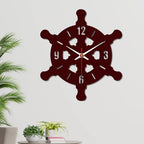 VIBECRAFTS Ship Wheel Shape Wooden Wall Clock for Home Decor | Office | Livingroom| Bedroom | Cafes | Gifts (WWCVC1Pcs_10002)