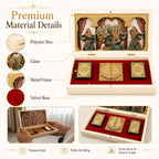 Radha Krishna Design Charan Paduka Pocket Temple for Pooja Room, Home Mandir, Car Dashboard & Prayer Space | Pearl & Brown Finish | Spiritual Gift & Housewarming Gift (Pearl, Big)