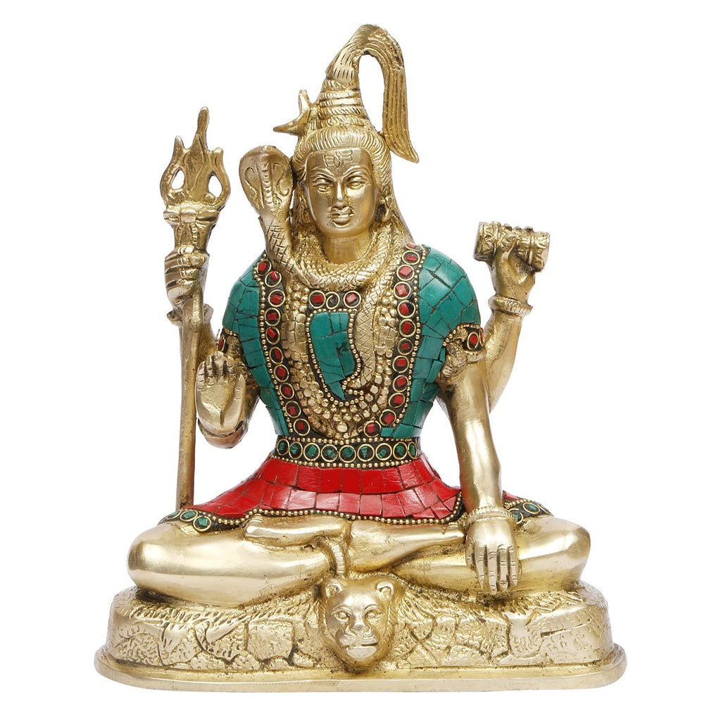 ARTVARKO Brass Shiva Statue Lord Shiv Murti Idols for Home Office Decor Bholenath Mahakal for Pooja Height 8 Inches