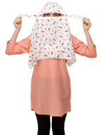 7 season's Rayon Scarf Cum Mask Universal Size Usable for vehicle Driver for sunlight UV protection White Printed Design For Girl & Women size 32x38inch(Short Flower)