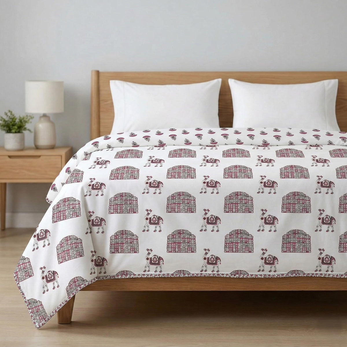 AYKA 100% Cotton Dohar Single Bed 56x85 Inch (143x216 cm) | 150 GSM Lightweight Cooling AC Blanket | Soft Breathable Modern Style Summer Comforter | Reversible Printed Quilt (Floral, Single Pack of 2) Kafalo