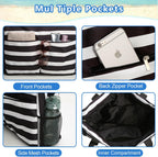 hirTa Roof Tote Bag for Teacher Women Office Girls Work Multipurpose Handbag Zipper Pocket Travel Grocery Beach Hobo Bag Waterproof Sandproof Lightweight Pool Bag(Bolt Black)