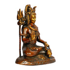 ARTVARKO Lord Shiv Shankar Shiva Brass Metal Murti Bhagwan Bholeynath Statue for Puja Home Décor Copper Gold 10 Inch.