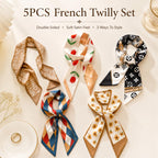 Satmarhz 5 Pcs Satin Hair Scarf for Women, Narrow Long Ribbon Scarf Set