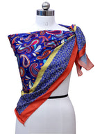 leeza store Women's Royal Blue Paisley Digital Printed Silk Scarf For Women – 40 X 40, Luxurious Soft Satin Feel, Elegant Neck & Head Accessory