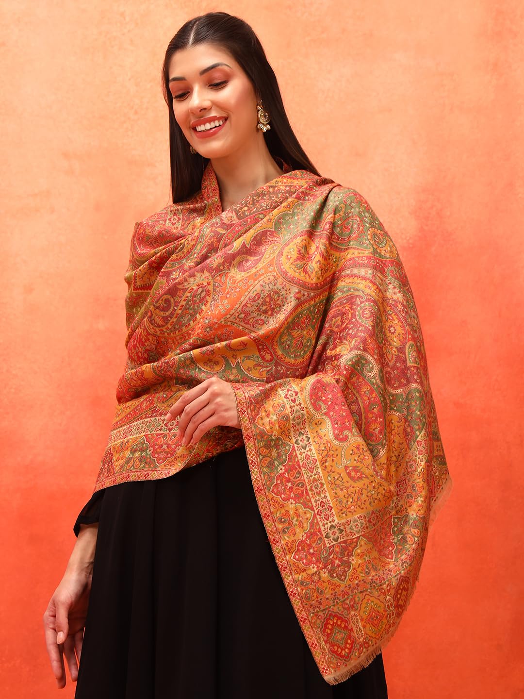 Pashmoda Women Zarveen Zari Kaani Fine Wool Shawl (Size: 40x80in, 101x203cm) ZSS07